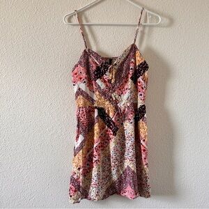 Bebop Mixed Floral Patch Pattern Tunic Dress Large Summer Cutesy Boho Festival